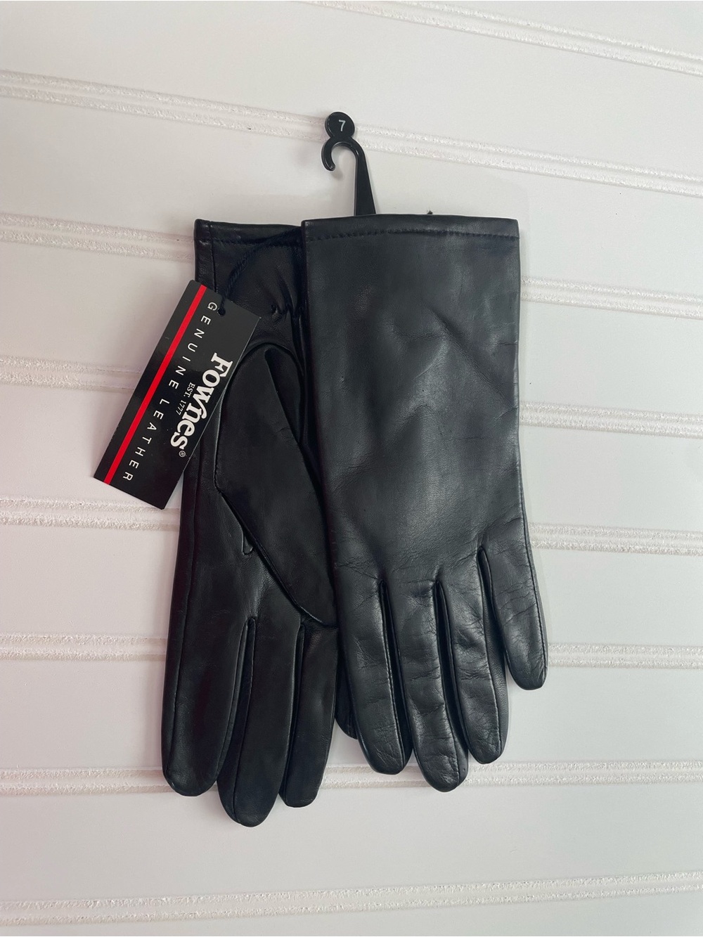 Fownes Genuine Leather Black Gloves Size 7